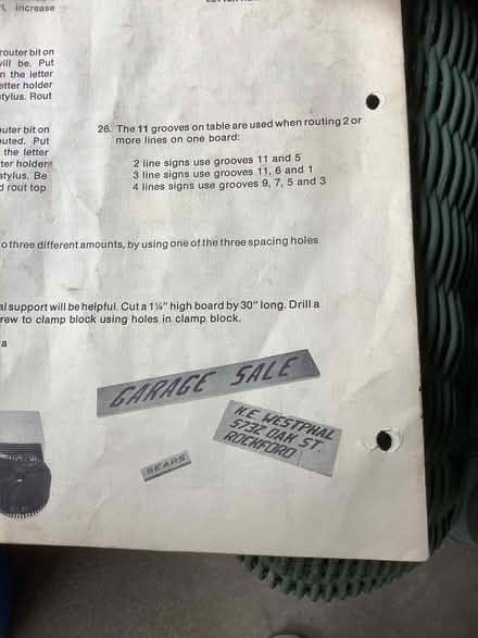 Photo of free Craftsman Rout-a-Sign Router Acces (Wyman Park) #4