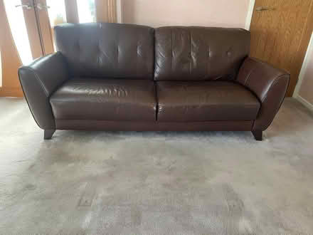 Photo of free Sofology brown leather 3 seater sofachair@ footstool (Bulwell NG6) #2