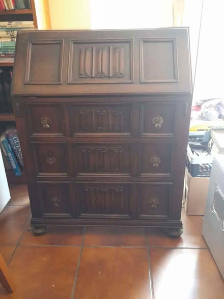 Photo of free 1920s oak bureau/writing desk (Wickham Bishops CM8) #1
