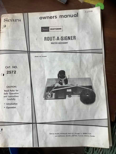 Photo of free Craftsman Rout-a-Sign Router Acces (Wyman Park) #2