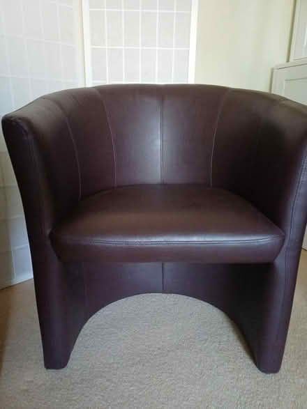 Photo of free 2 brown faux leather chairs (TW1) #3