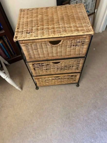 Photo of free Wicker 3 shelf unit (Tunbridge Wells) #1