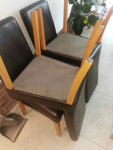 Photo of free 6 faux leather chairs, oak legs (Dooradoyle) #2