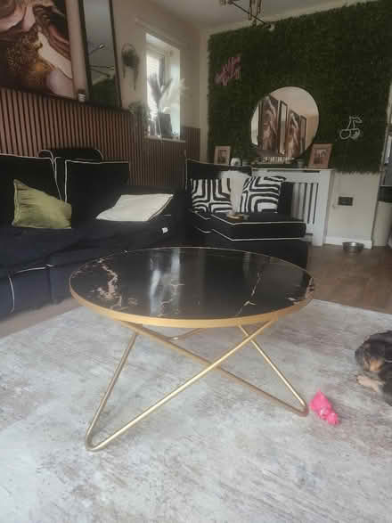 Photo of free Black/gold marble top coffee table (Pendlebury M27) #1