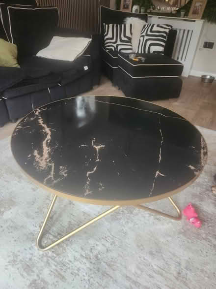 Photo of free Black/gold marble top coffee table (Pendlebury M27) #2