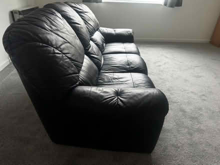 Photo of free Black leather sofa - 3 seater (Norbury SW16) #2