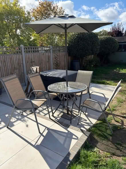 Photo of free Outdoor table, chairs and parasol (West Bergholt CO6) #1