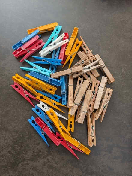 Photo of free Plastic and wooden clothes pegs (Wimbledon SW19) #1