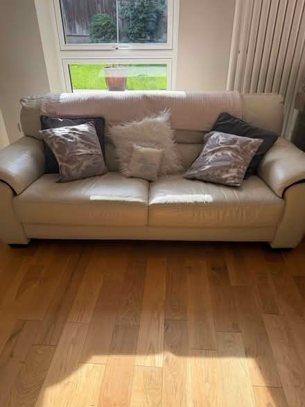 Photo of free Cream leather sofa (Littleover DE23) #1