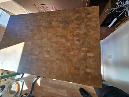 Photo of free Heavy butcher block table w/storage (Tukwila) #2