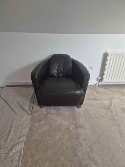 Photo of free Brown leather armchair (Drumcondra) #1
