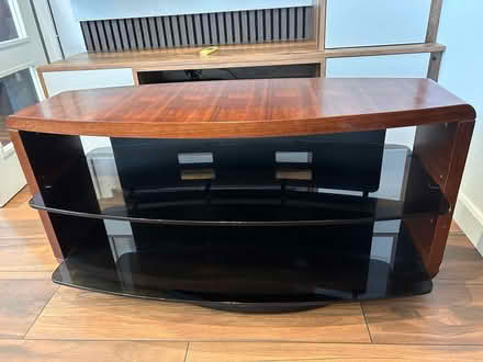 Photo of free Wooden TV Stand with Glass Shelves (Harrow, HA3) #3