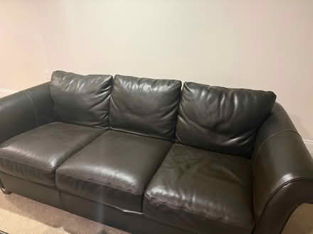 Photo of free Black Leather Sofa – 3 Seater (Flemington, NJ) #1