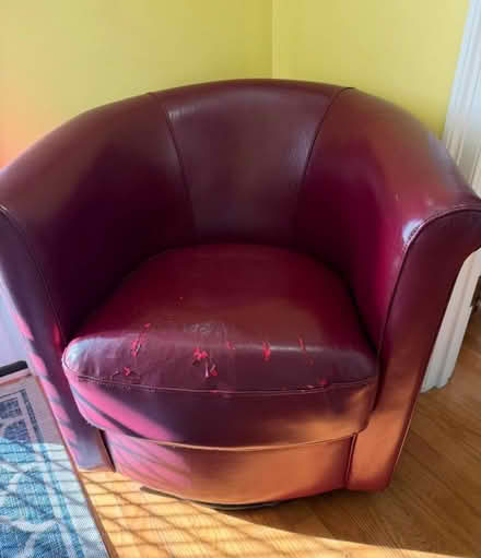 Photo of free 2 faux leather red swivel chairs (Bolton MA) #1