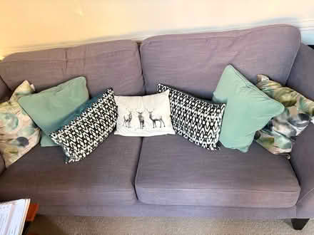 Photo of free 3 seater blue sofa (Olympia W14) #1