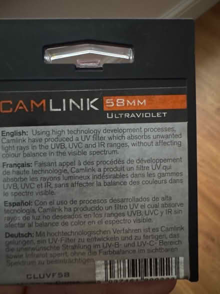 Photo of free Camlink 58mm UV lens filter (Gosport PO12) #3