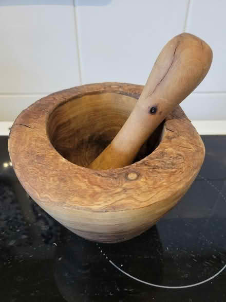 Photo of free Olive wood pestle & mortar (Lostock Hall PR1) #1