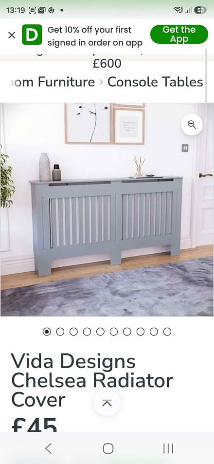 Photo of free Grey large dunelm radiator cover (Telford and Wrekin TF4) #1
