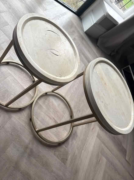 Photo of free Nest tables gold legs wood top (Heaton chapel) #1