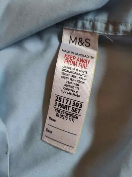Photo of free M&S blue lng/slv school shirt 10-11 (L1 Liverpool City Centre) #2