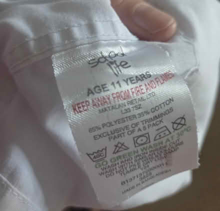 Photo of free White School Shirt age 11yrs (Lightwood ST3) #2