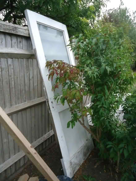 Photo of free Timber door with obscure glass pane suitable for shed (Willingdon BN20) #1