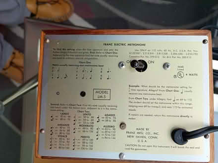 Photo of free Franz Electric Metronome USA 110v (ME10 (Tunstall)) #2
