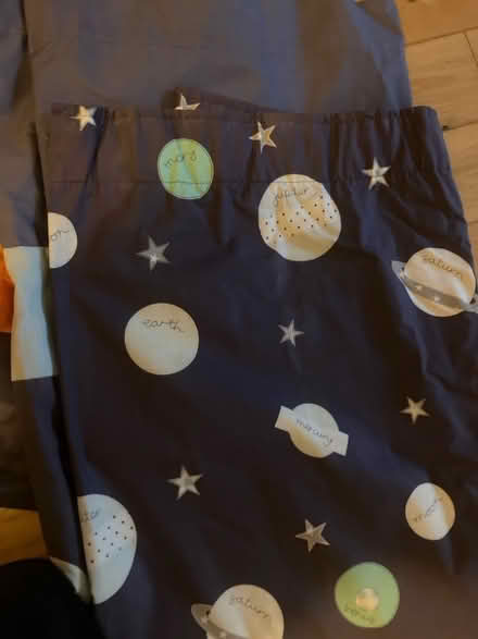 Photo of free Pair of curtains blue with planets (Woodford IG8) #1