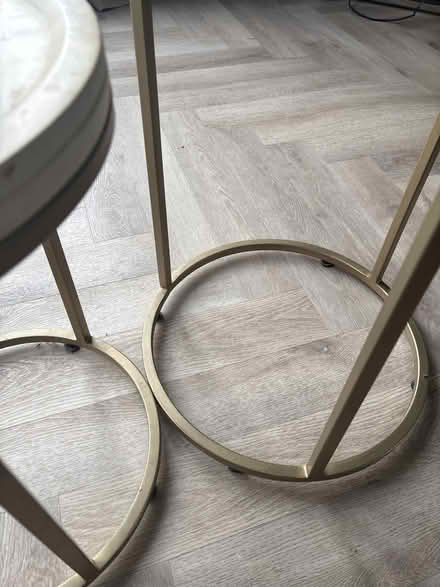 Photo of free Nest tables gold legs wood top (Heaton chapel) #2