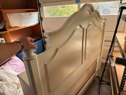Photo of free White Headboard & Queen Bed Frame (Cedar Hills) #1