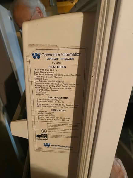 Photo of free Westinghouse Upright Freezer (Bloomfield CT) #1