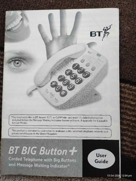 Photo of free BT Big Button landline phone (Bedford MK41 Putnoe) #2