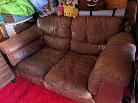 Photo of free Brown leather large two seat sofa (Goffs Oak EN7) #2