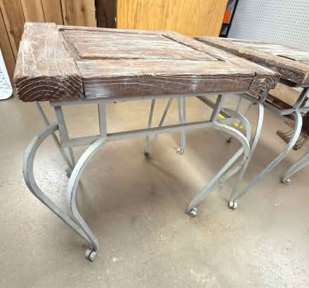 Photo of Two rustic distressed wood tables (Allen) #2