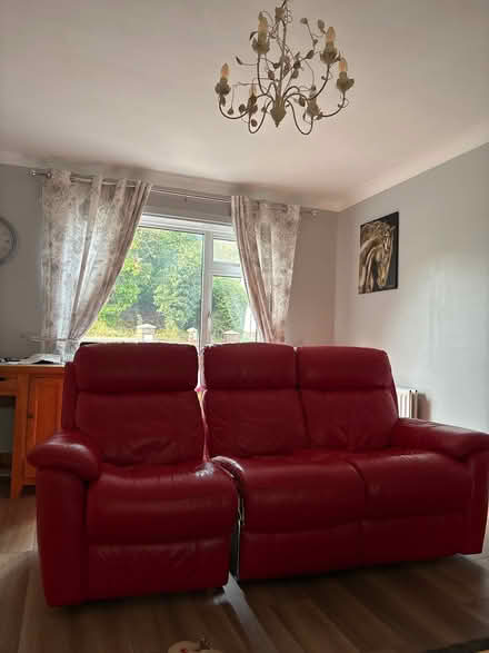 Photo of free Red 3 seater leather sofa (Bomere Heath SY4) #1