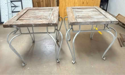 Photo of Two rustic distressed wood tables (Allen) #1