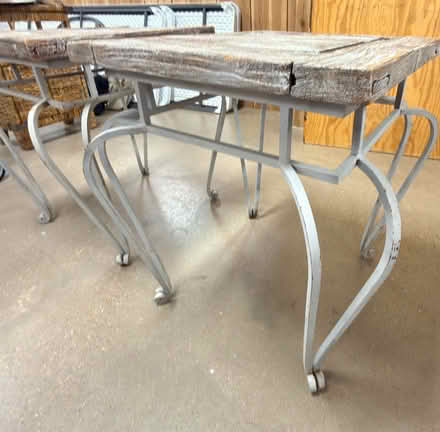 Photo of Two rustic distressed wood tables (Allen) #3
