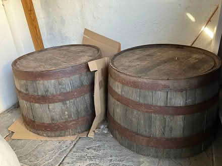 Photo of free OAK HALF-BARRELS (pair) (Aldershot) #1