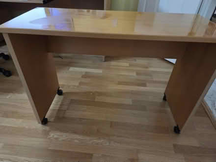 Photo of free Desk return oak veneer with wheels (Glenview near Northbrook) #2