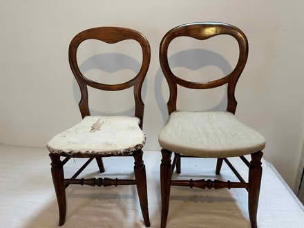 Photo of free a pair of antique beech balloon back bedroom chairs (Acton SY9) #1