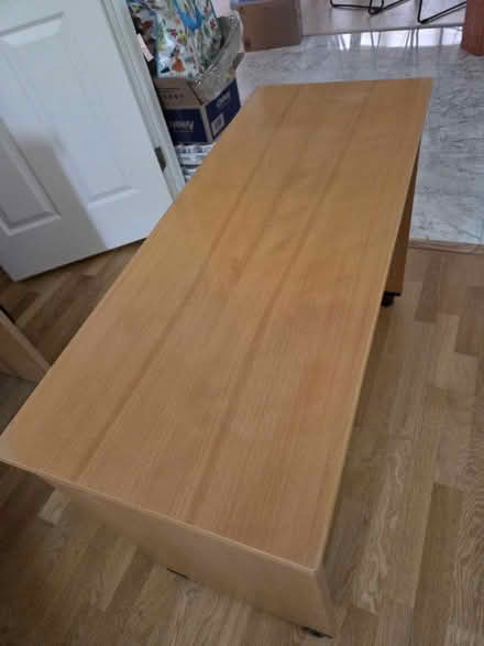 Photo of free Desk return oak veneer with wheels (Glenview near Northbrook) #1