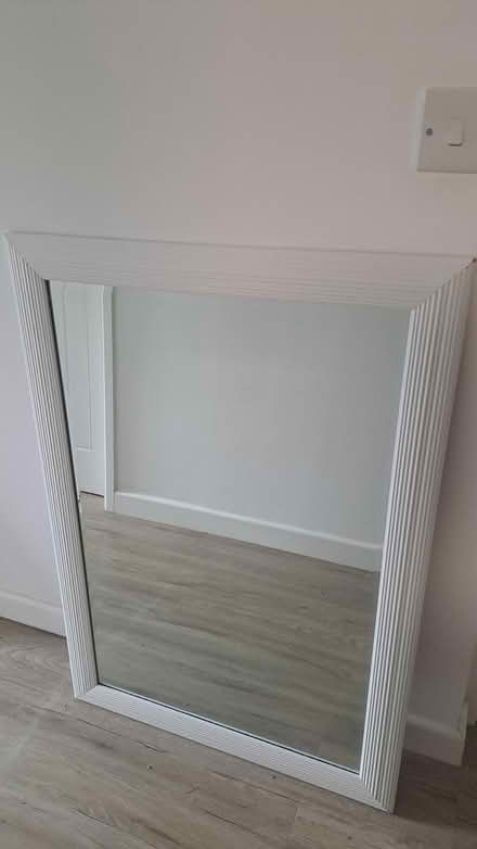 Photo of free White ribbed frame mirror (Worthing road) #1