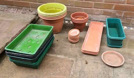 Photo of free Collection of garden pots, trays and saucers. (Oswestry SY10) #1