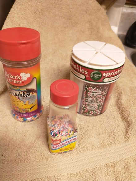 Photo of free 3 containers of misc sprinkles (Big Timber & Randall Rd, Elgin) #1