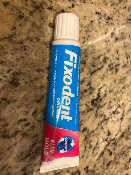 Photo of free Unused Fixodent denture adhesive (East Somerville) #1