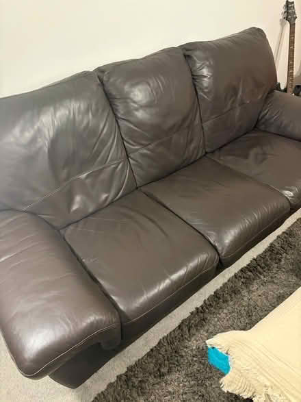 Photo of free 3 seater brown leather sofa (The Grange Estate N2) #1