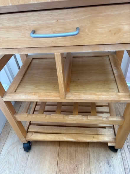 Photo of free Small wood kitchen unit on wheels with bottle rack (Camden BA1) #1