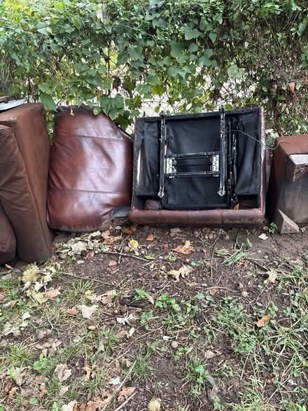 Photo of free couch and brown leather recliner (4635 S Benton ave) #2