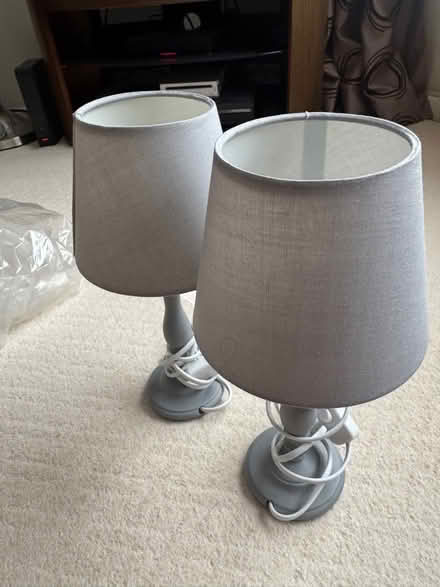 Photo of free Pair of grey table bedside cabinet lamps (Sundon Park LU3) #1