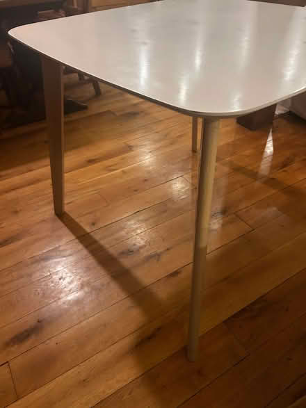 Photo of free square table 90cm - white top timber legs some marks (Hildenborough TN11) #2